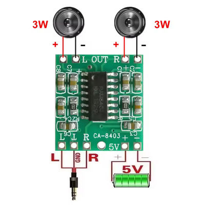 Moduł wzmacniacza dźwięku Ultra Small 20x19mm z wyjściem 2x3W i 5V DC Power Class D