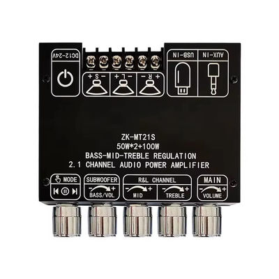 2.1 Subwoofer kanałowy AUX 12V 24V Audio Stereo 5.1 Bass Digital Power Amplifier Board ZK-MT21S 2x50W 100W dla adaptera prądu stałego