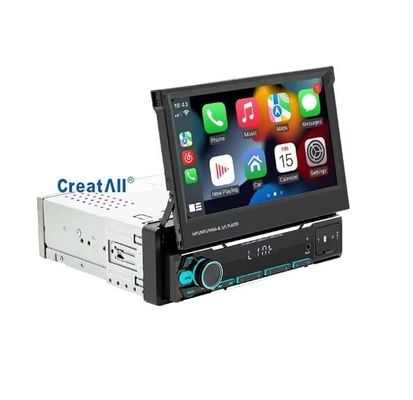 Creatall 7-calowy bezprzewodowy uniwersalny odtwarzacz MP5 do samochodu, teleskopowy, z pojedynczym wrzecionem, montowany na desce rozdzielczej, z gniazdem kart MP3, USB, CarPlay