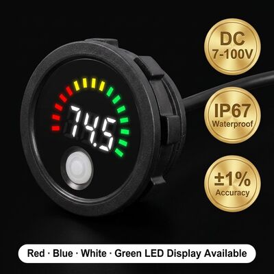 Waterproof DC 7-100V LED Digital Voltmeter Panel Mount Battery Voltage Indicator for EV Lithium Solar Factory Direct