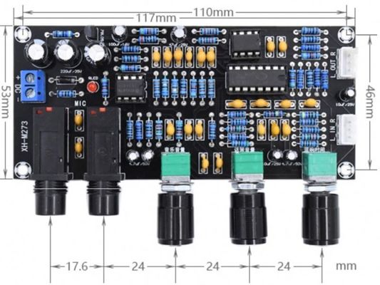 PT2399 NE5532 Płyta wzmacniacza mikrofonu z napięciem roboczym DC12-24V do wzmacniacza dźwięku stereo