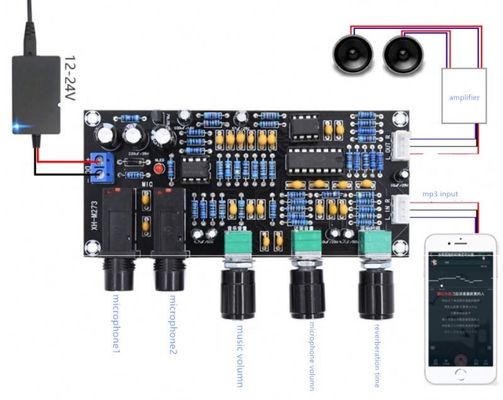 PT2399 NE5532 Płyta wzmacniacza mikrofonu z napięciem roboczym DC12-24V do wzmacniacza dźwięku stereo