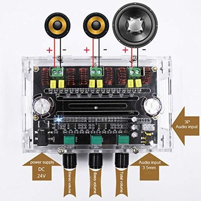 3 kanały Moduł wzmacniacza dźwięku DC 6-100V z mocą wyjściową 80W*2+100W dla profesjonalnych systemów audio