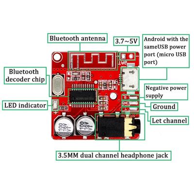 CA-6965 Moduł odbiornika dźwięku Bluetooth Universal Micro USB 5V MP3 BT decoder board
