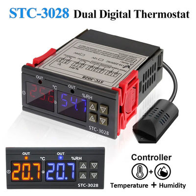 STC-3028 AC 220 V DC 12 V-24 V Regulator temperatury wilgotności Urządzenie monitorujące z podwójną mocą