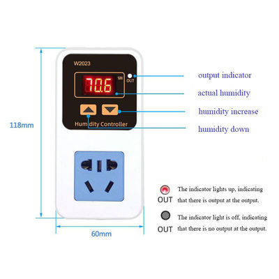 W2023 Inteligentny elektroniczny przełącznik kontroli wilgotności naścienny 110 V-220 V Cyfrowy regulator