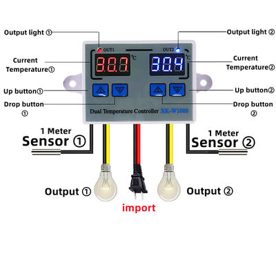 Podwójny cyfrowy termometr LED z regulatorem ogrzewania elektrycznego 220V
