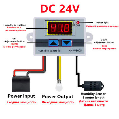 XH-W3005 Cyfrowy regulator wilgotności DC 12 V 24 V 220 V 10 A 0 ~ 99% RH