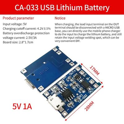 Typ C/Micro USB 5V 1A 18650 TP4056 Ładowarka modułu ładowania baterii litowej z podwójnymi funkcjami ochrony 1A Li-I