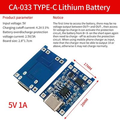 Typ C/Micro USB 5V 1A 18650 TP4056 Ładowarka modułu ładowania baterii litowej z podwójnymi funkcjami ochrony 1A Li-I