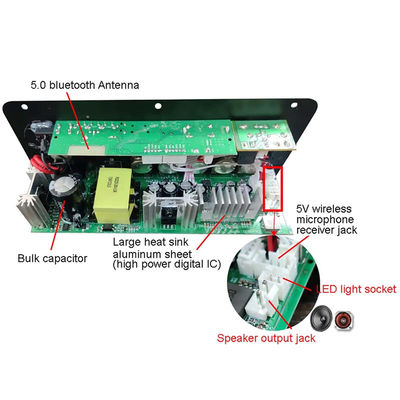 D100W Bluetooth 5.0 Panel wzmacniacz mocy AC 220V DC 12-24V 5V Moduł bezprzewodowy dla 8-12 cali