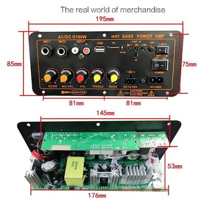 D100W Bluetooth 5.0 Panel wzmacniacz mocy AC 220V DC 12-24V 5V Moduł bezprzewodowy dla 8-12 cali