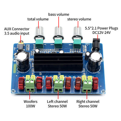 CA-3166B Digital Power Amplifier Board DC12-24V 50Wx2 + 100W AMP + BT