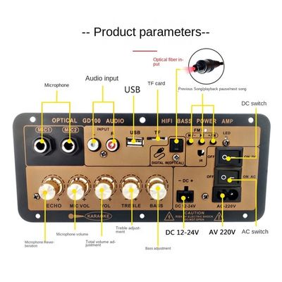 100W BT Mono Amplifier Board z 2,0 kanałami dla domowego i samochodowego audio