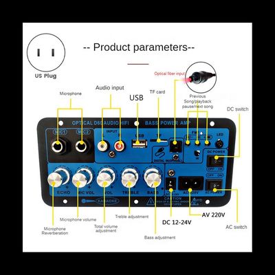 D60 50W Subwoofer Amplifier Board z Bluetooth i optycznym wejściem dźwięku dla mocy 12V/24V/220V
