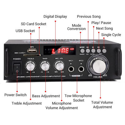 300W cyfrowy wzmacniacz mocy stereo z wyświetlaczem LCD i Bluetooth
