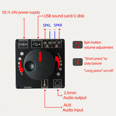 2x50W Dwu kanałowa płyta wzmacniacza mocy cyfrowej z BT 5.0 i jakością dźwięku HIFI