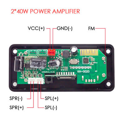 FLAC Wspierany 2*40W High Power Car Bluetooth Audio Motherboard z Bluetooth 5.0 do bezstratnego dekodowania muzyki