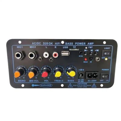 D20 60-200W BT Amplifier Board Samochodowy Stereo Amplifier Subwoofer USB FM Radio TF Player Podwójny mikrofon