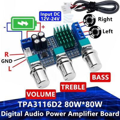 80W x 2 Dwukanałowa Digital Audio Amplifier Board TPA3116D2 Moduł o wysokiej wydajności > 90%