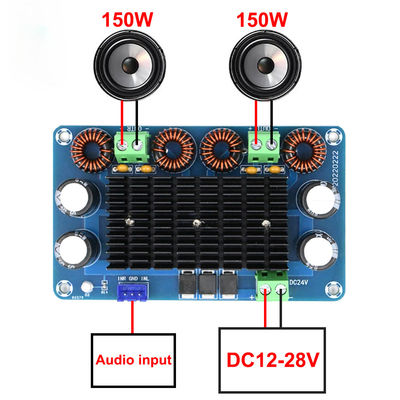 Karta audio wzmacniacza dużej mocy 150 W + 150 W z wyjściem DC 12–28 V do korektora stereo kina domowego