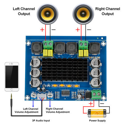 120W Dwukanałowa Digital Audio Amplifier Board TPA3116D2 dla prądu stałego 12V-24V