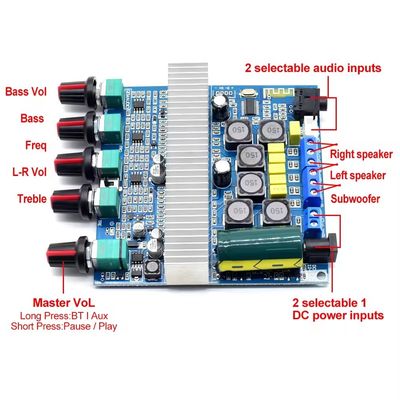 TPA3116D2 Płyta cyfrowego wzmacniacza mocy z subwooferem 100 W BT 5.0 i mocą wyjściową 2*50 W + 100 W