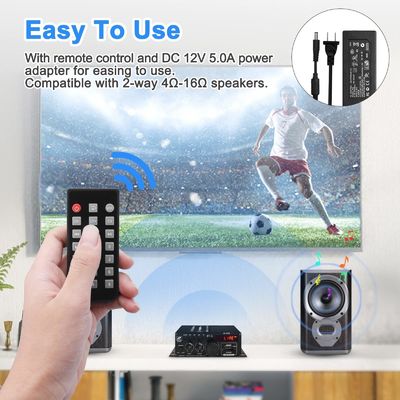 AK-380 USB SD Audio Power Amplifier 400W 2.0 CH HiFi Stereo AMP Głośnik Bluetooth 5.0 Amp Odbiornik z zdalnym sterowaniem dla domu