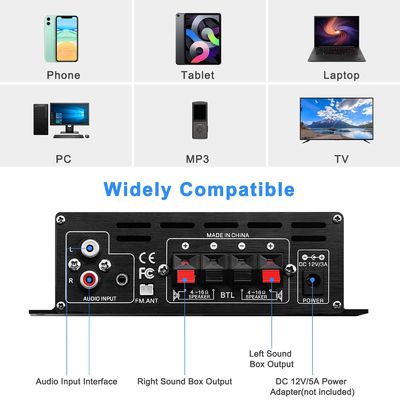 AK-380 USB SD Audio Power Amplifier 400W 2.0 CH HiFi Stereo AMP Głośnik Bluetooth 5.0 Amp Odbiornik z zdalnym sterowaniem dla domu