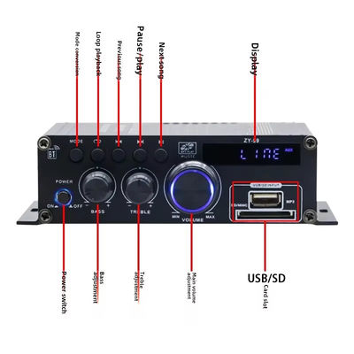 Hifi Stereo Audio Power Amplifier 120W Dual Channel Power Amp Niezależny Equalizer Kontroli