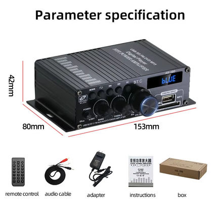 AK-380 5.0 Wzmacniacz 2.0 kanału Wzmacniacz kino domowe samochodowe Mini HIFI Digital Audio Amplifiers Stereo USB OTG Input