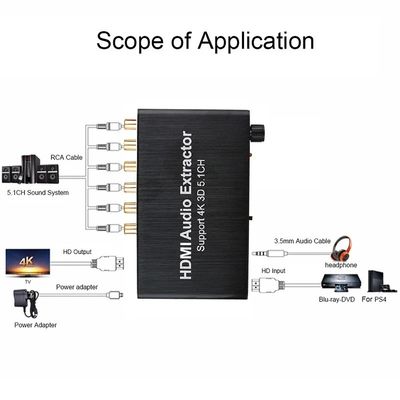 5.1 Kanał HDMI Audio Extractor z obsługą Dolby AC-3/DTS i rozdzielczością 3840x2160@30Hz dla PS4 DVD