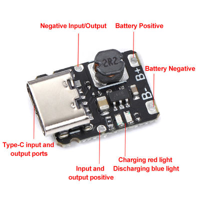 3.7V 4.2V 18650 Ładowanie baterii litowej Wzmocnienie zasilacza Ochrona typu c Idealne rozwiązanie do ładowania i rozładowywania 5V