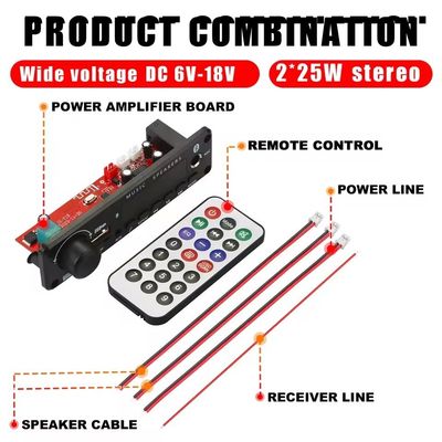 2*25W wzmacniacz mocy z płytą dekodowania MP3 i 20 godzin żywotności baterii