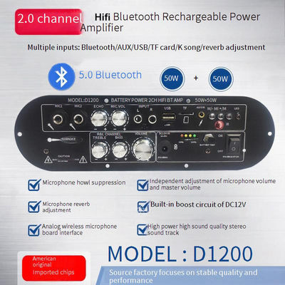 D1200 2.0 Channel 50W+50W BT Digital Amplifier Board 12V Podgrzewacz podgrzewacz do samochodowego użytku domowego DJ&quot;
