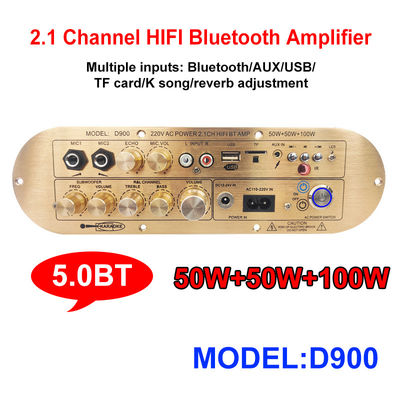 Wysokiej mocy wzmacniacz domowy D900 2x50W+100W z importowaną płytą IC Bluetooth 2.1 Channel