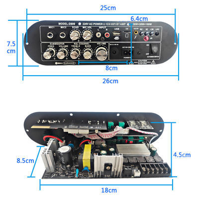 D800 Professional 2.0 Channel Bluetooth Digital Amplifier Board 12V Wielokładna wysoka moc dla DJ/Karaoke