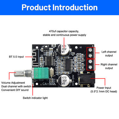 ZK-502L 2.0 Channel Digital Amplifier Board Home Theater HIFI Amplifier z BT5.0 50WX2 Metal Material Stereo Board ZK-502L