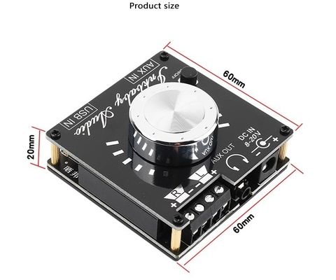 80W dwukanałowa płyta wzmacniacza Bluetooth 5.0 60x60x30mm