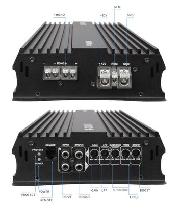 Wysokiej mocy wzmacniacz mocy audio samochodowego 12V 2000W 2000 Watt Mono Klasy D Subwoofer z crossoverami