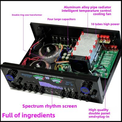 AV-888BT 2800W Dom Karaoke Dual-Ring Wzmacniacz mocy Nowy Model 7.1 Strefa kanału Tuning Wysokiej mocy konstrukcja metalowa