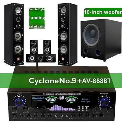 Garnitur: Home Theater Set 7.1 Channel AV-888BT Wzmacniacz z Cyclone No.9 Głośnik z 10-calowym subwooferem