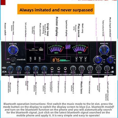 AV-9898 Cannon Home Audio Receiver Home Amplifier 5.1 CH 500W*2+200W Surround+300W Subwoofer Trwały Metal Niezależny Pasywny