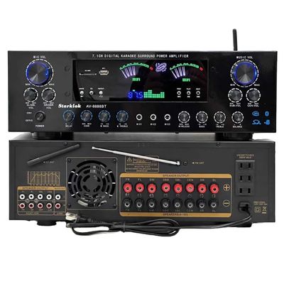 Profesjonalny wzmacniacz kina domowego AV-8888BT 7.1 kanałowy 2000W o ultrawysokiej mocy, bezprzewodowy BT, do kina domowego i karaoke z systemem dźwięku przestrzennego
