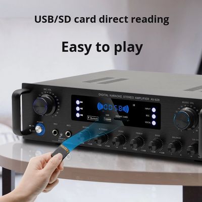 AV-628 Profesjonal 2.1 Channel 600W Home Coaxial Subwoofer Amplifier Model wysokiej mocy BT Fiber Optic Receiver Cross-Border