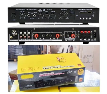 5.1CH 120W*2+25W*3 Wzmacniacz mocy HIFI z wejściem optycznym i koncentrycznym, BT 5.0, Super Bass, do kina domowego, karaoke i imprez