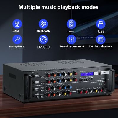 PA-803WH 2.0-kanałowy wzmacniacz domowy 400W Gorąca sprzedaż Odbiornik dużej mocy z bezprzewodowym wzmacniaczem mocy BT, materiał metalowy