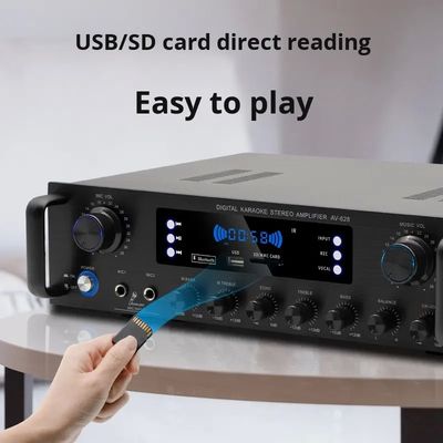 AV-628 Profesjonalny 5.1 Kanał 600W Podwyższacz subwooferów domowych koaksjalnych Model wysokiej mocy BT Odbiornik światłowodowy transgraniczny