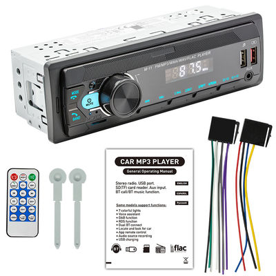 1Din MP3 Auto Audio Radio BT Wireless Dual USB Kolorowe światła Telefon APP Kontrola Asystent głosowy Przenośny CD na DVD VCD