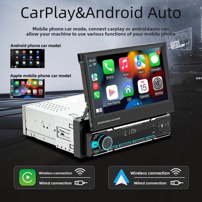 Creatall 7-calowy bezprzewodowy uniwersalny odtwarzacz MP5 do samochodu, teleskopowy, z pojedynczym wrzecionem, montowany na desce rozdzielczej, z gniazdem kart MP3, USB, CarPlay